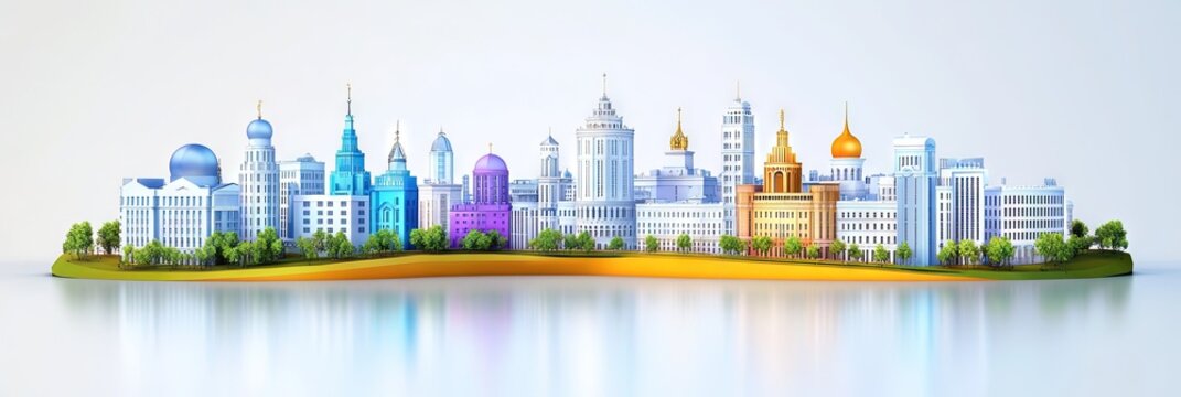 3d vector minsk belarus downtown skyline 
