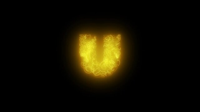 glowing neon Unilever icon animation on black background 