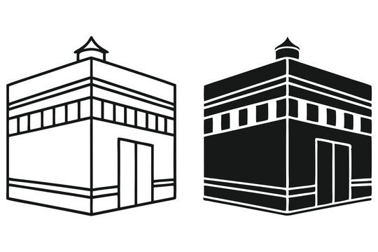 kaaba black and white outline clip art preview