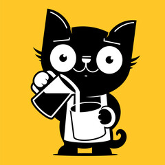 black cat on white background Printable apparel
