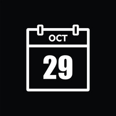 calender icon, 29 october icon with black background