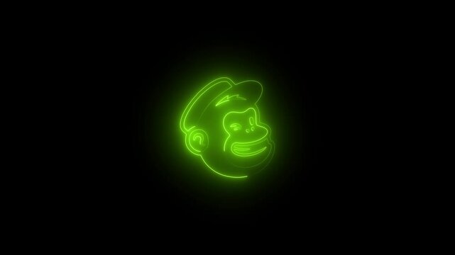 glowing neon Mailchimp icon animation on  black background 