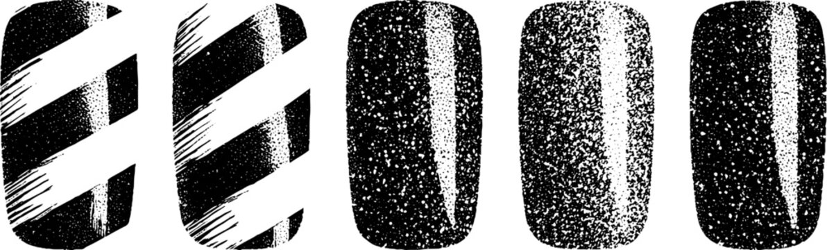 Engraved artistic nail stickers with glitter texture for unique manicure design