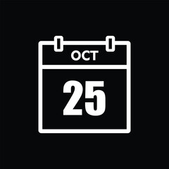 calender icon, 25 october icon with black background