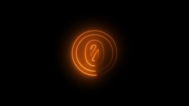 a glowing neon creative commons zero icon animation on black background