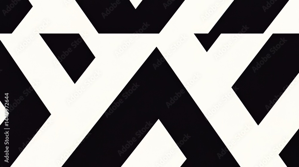Poster Black and white image of a pattern of triangles. The image is abstract and has a modern feel to it