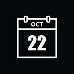 calender icon, 22 october icon with black background