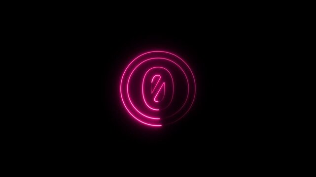 a glowing neon creative commons zero icon animation on black background