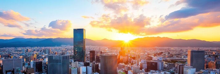 Fototapeta premium cinematic kyoto downtown skyline 