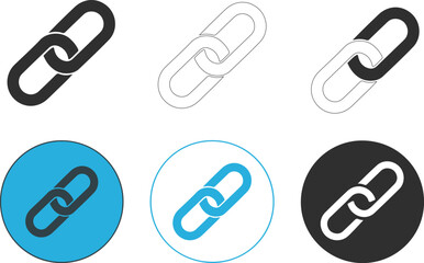 Diverse Chain Link Icon Variations in Minimalist Style