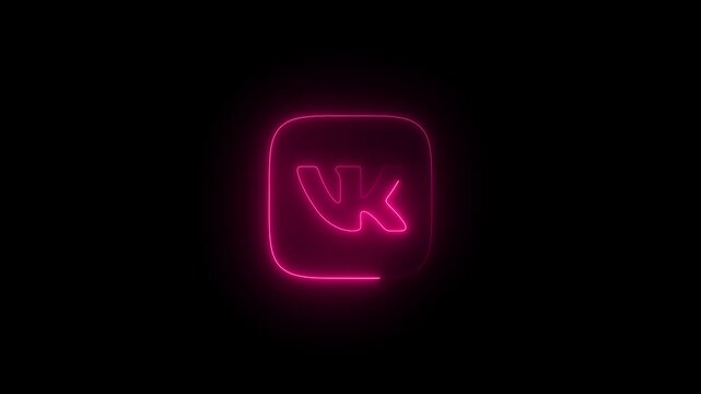 glowing neon VK icon animation on black background