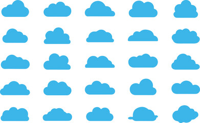 Blue Cloud Icons on White Background
