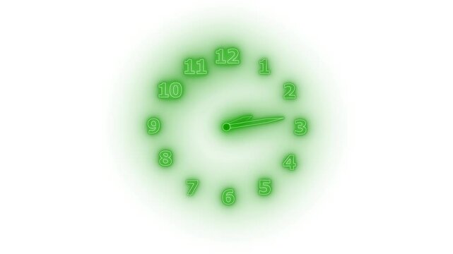 Glowing Neon Clock Face Animation, Neon Glowing Clock Animation, Glowing Time Loop Clock Animation, Time Travel Neon Clock Animation