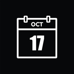 calender icon, 17 october icon with black background