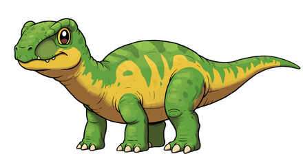 Fototapeta premium Cartoon Megalosaurus Vector Illustration Green And Yellow Scales Friendly Eyes And Playful Stance