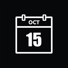 calender icon, 15 october icon with black background