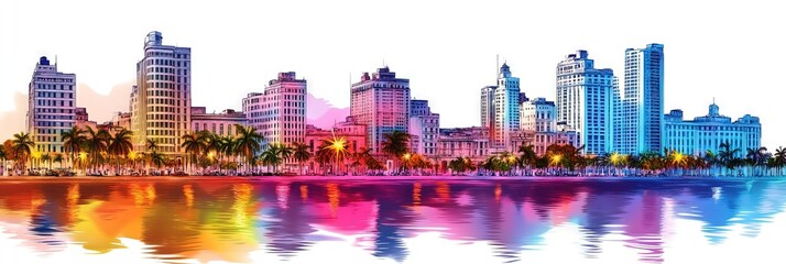 Naklejka premium manga havana cuba downtown skyline