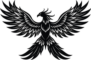 Obraz premium phoenix bird silhouette vector illustration