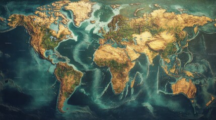 Exploring global trade routes world map high-quality image artistic aerial view economic connectivity