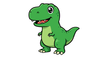 Obraz premium A Cheerful Green Tyrannosaurus Rex Vector Illustration Smiling On A Clean White Background