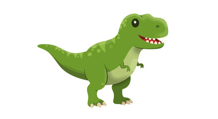A Friendly Stylized And Bright Green Tyrannosaurus Rex Roars In A Charming Vector Illustration