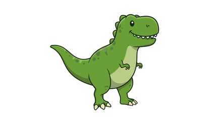 A Cheerful Green Tyrannosaurus Rex Vector Illustration With A Friendly Smile On A White Background