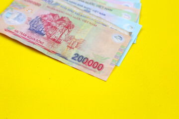 Vietnamese dong banknotes. Money concept