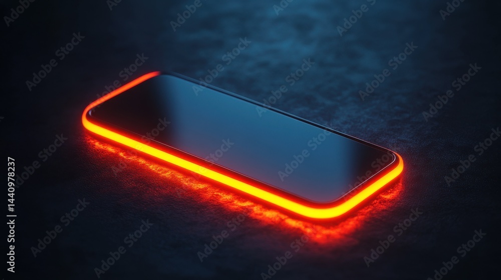 Poster register approval concept. smartphone displaying a glowing approval button at night.