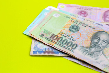 Vietnamese dong banknotes. Money concept