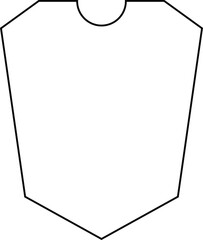 Outline contour thin line shield with a regal empire-inspired structure, featuring decorative patterns and a prestigious design.