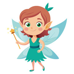 Fairy holding wand Vector 