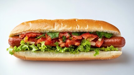 Hot dog isolated on white. Generative AI