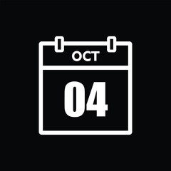 calender icon, 04 october icon with black background
