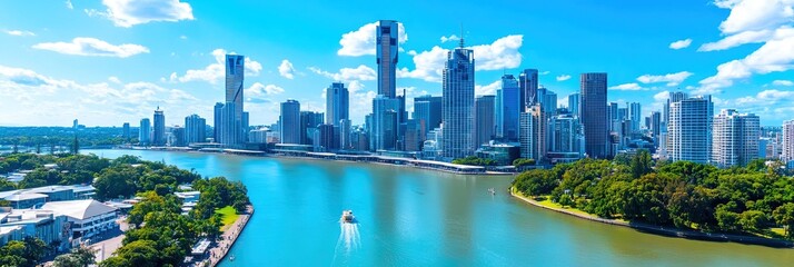 overhead photo of brisbane downtown skyline 