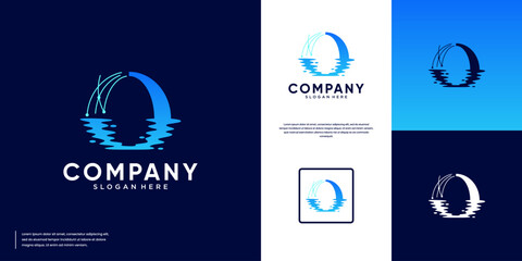 technology logo circle shape on water , future technology , science , design vector illustration.