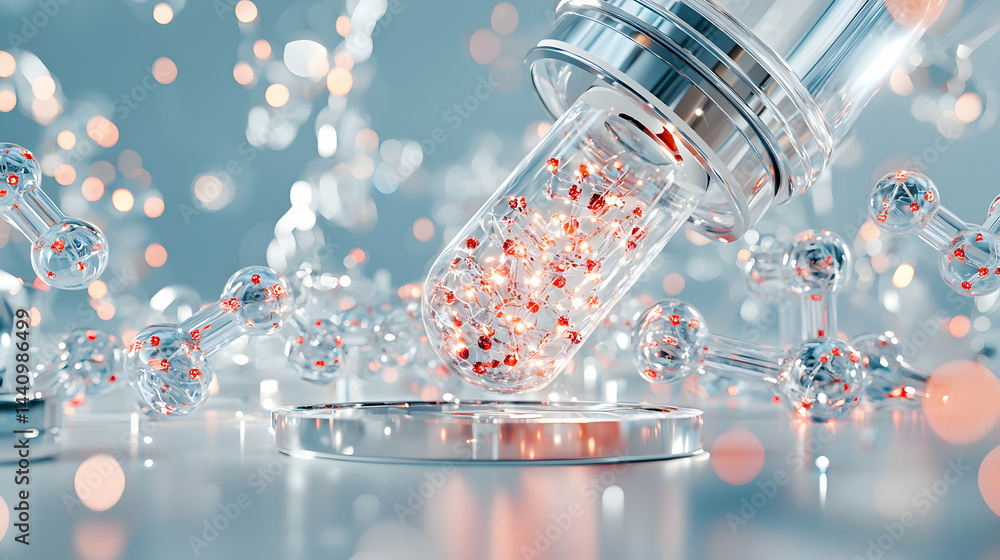 Poster image depicts molecular structures a science concept. it's ideal for science websites presentations 
