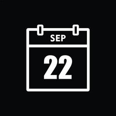 calender icon, 22 september icon with black background