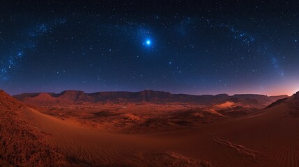 Starry night over a desert landscape
