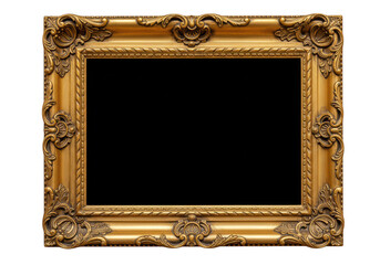 Ornate gold frame antique picture frame vintage photo frame on transparent background