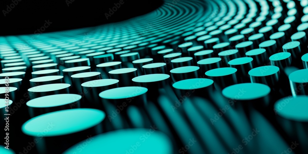 Fototapete close up of a series of blue circles. the circles are all different sizes and are arranged in a spir