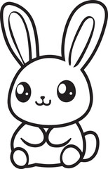 Obraz premium Rabbit Bunny Outline Stroke Vector Illustration on Transparent Background