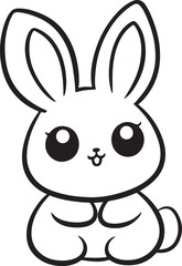 Fototapeta premium Rabbit Bunny Outline Stroke Vector Illustration on Transparent Background