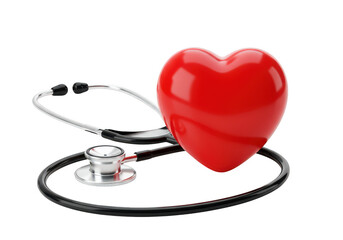 Heart health care stethoscope cardiology medical equipment on transparent background
