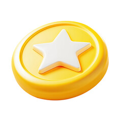 Yellow round star icon 3d render award badge design element ui ux app gold on transparent background