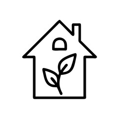 Eco-Friendly House Icon with Leaf Design  