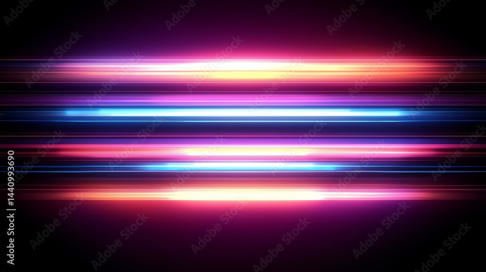 Fototapete colorful image of neon lights with a purple background. the lights are arranged in a row, with the t