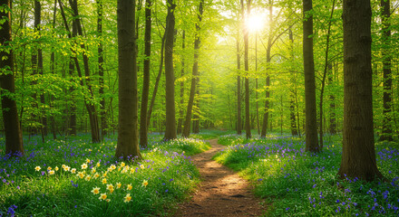 Obraz premium path in the forest, spring forest