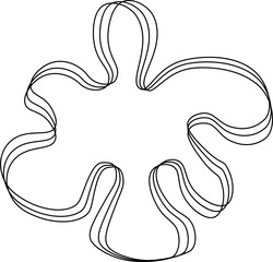 Abstract organic shape with fluid, wavy contours, accented by small protrusions along its edges, adding an unpredictable, dynamic quality.