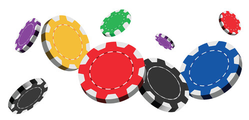 Colorful Casino Chips Flying Around 