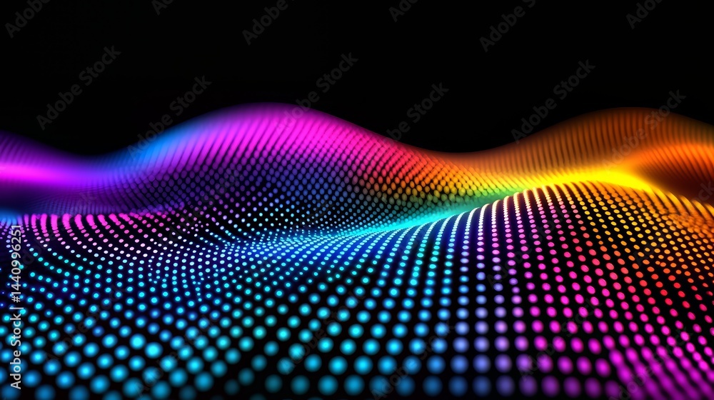 Leinwandbilder Colorful, abstract image of a wave with dots of different colors. Concept of movement and energy, as if the wave is constantly changing and evolving. The use of bright colors